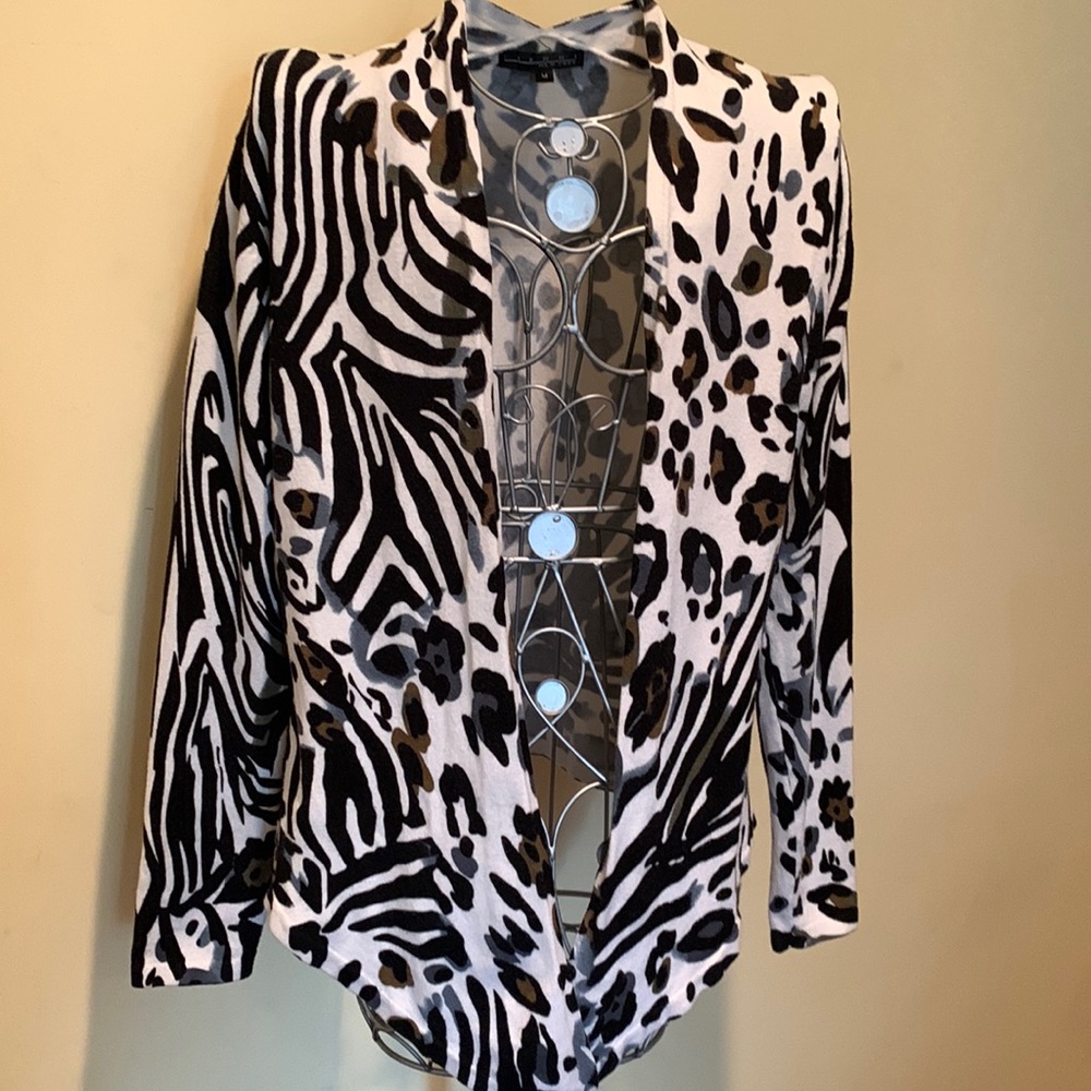 Open Front Zebra and Tiger Prints Cardigan Sweater Animal Print Mobwife Wild